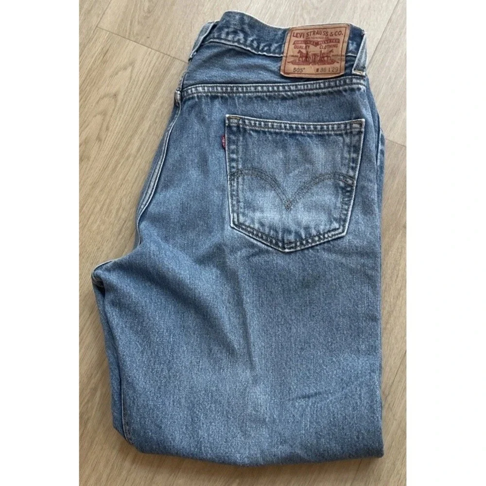 Levi's 505 Denim Jeans Men's 36x29 Regular Fit Straight Leg Med Wash Relaxed 1